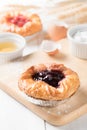 Danish bread with blueberry and jam Royalty Free Stock Photo