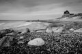 Danish coast - house on the beach (BW) Royalty Free Stock Photo