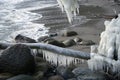 Danish coastline winter landscape with ice on the beach.. Royalty Free Stock Photo
