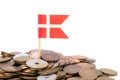 Danish coins with flag Royalty Free Stock Photo