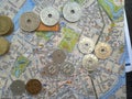 Danish coins and map Royalty Free Stock Photo