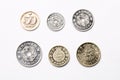 Danish coins on a white background Royalty Free Stock Photo