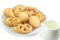 Danish Cookies with jug of milk Royalty Free Stock Photo