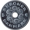 Danish five crone coin Royalty Free Stock Photo