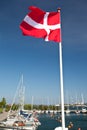 Danish flag and harbour Royalty Free Stock Photo