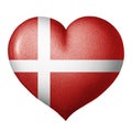 Danish flag heart isolated on white background. Pencil drawing Royalty Free Stock Photo