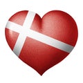 Danish flag heart isolated on white background. Pencil drawing Royalty Free Stock Photo
