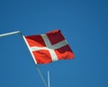 Danish Flag Hundested Harbour, North Zealand, Denmark Royalty Free Stock Photo