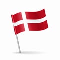 Danish flag map pointer layout. Vector illustration.