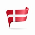 Danish flag map pointer layout. Vector illustration.