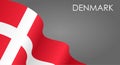 Danish flag waving on gray background. Vector illustration. Royalty Free Stock Photo