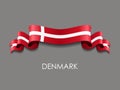 Danish flag wavy ribbon background. Vector illustration. Royalty Free Stock Photo