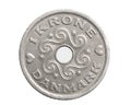1 danish krone coin isolated on white background Royalty Free Stock Photo