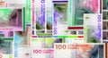 Danish Krone 100 DKK banknotes abstract color mosaic pattern