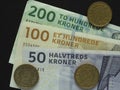 Danish Krone (DKK) notes, currency of Denmark (DK) Royalty Free Stock Photo