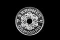 Danish 5 kroner coin isolated on a black background Royalty Free Stock Photo