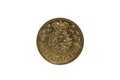 Danish 20 kroner isolated on white. Royalty Free Stock Photo