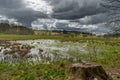 Danish lake, lush landscape, with dramatic clouds