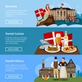 Danish Landmarks Flat Style Banners Set Royalty Free Stock Photo