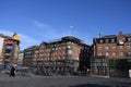 Danish media politken hus satdn with urkain flag ly over office