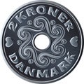 Danish two crone coin Royalty Free Stock Photo