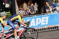 Danish Para-Cyclists Loise Jannering and Jenny Eliasson Competing in the Para-Cycling International 2019. Royalty Free Stock Photo