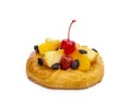 Danish pastry with fruits isolated on white background Royalty Free Stock Photo