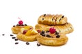 Danish pastry with fruits isolated on white background Royalty Free Stock Photo
