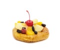 Danish pastry with fruits isolated on white background Royalty Free Stock Photo