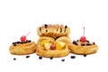 Danish pastry with fruits isolated on white background Royalty Free Stock Photo