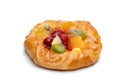 Danish pastry with fruits isolated on white background Royalty Free Stock Photo