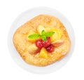 Danish pastry with fruits isolated on white background,clipping Royalty Free Stock Photo