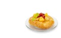 Danish pastry with fruits isolated on white background,clipping Royalty Free Stock Photo