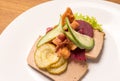 Danish specialties and national dishes, high-quality open sandwich