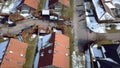 Danish suburbia in winter aerial clip