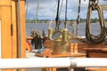 Danish three-masted schooner Loa. Binnacle and other equipment Royalty Free Stock Photo