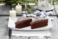 Danish traditional christmas. Chocolate cake