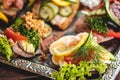 Danish traditional SmÃÂ¸rrebrÃÂ¸d or open sandwiches served in a plate