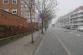 Danish weather people travellers in snow fall in Copenhagen