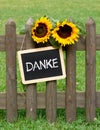 Danke chalkboard on fence Royalty Free Stock Photo