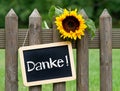 Danke sign on fence Royalty Free Stock Photo