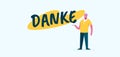 Danke is thank you poster. German gratitude in yellow and green graphic design message for assistance in work.