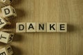 Danke word from wooden blocks