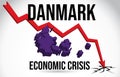 Danmark Map Financial Crisis Economic Collapse Market Crash Global Meltdown Vector
