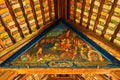 Danse Macabre triangle picture, the medieval art objects in Spreuerbrucke bridge in Lucerne, Switzerland