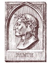 Dante Alighieri. Element for architecture, design on building for tattoo or t-shirt design. Symbol of science