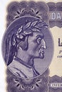 Dante Alighieri a portrait from Italian money