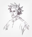 Dante Alighieri sketch style vector portrait