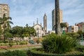 Dante Alighieri Square and Santa Teresa D`Avila Cathedral - Caxias do Sul, Rio Grande do Sul, Brazil Royalty Free Stock Photo