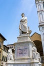 Dante Alighieri statue in Florence, Tuscany region, Italy, with amazing blue sky background Royalty Free Stock Photo